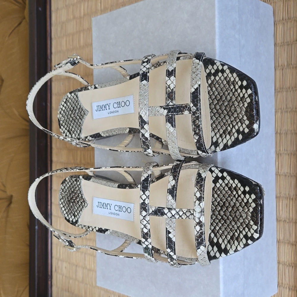 Like new Jimmy Choo Arien snake print leather sandals